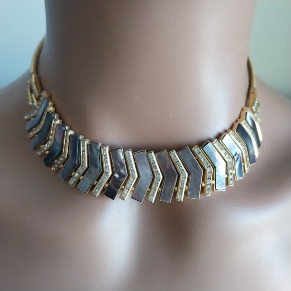 Art Deco Vintage Sheiber&Hiller DoSo Mather Of Pearl Necklace and Earring Set - Picture 5 of 16